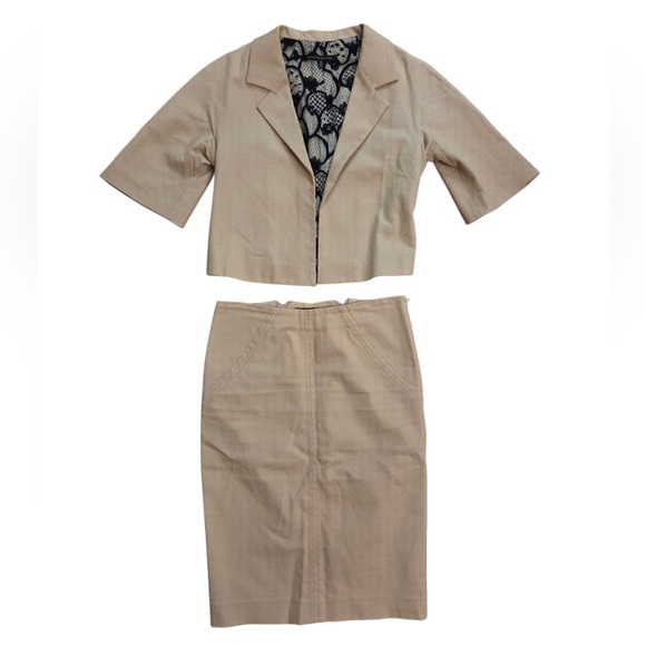 Alessandro Dell'Acqua Dresses & Skirts - Alessandro Dell'Acqua Khaki Tan Cotton Matching Blazer and Pencil Skirt Set!